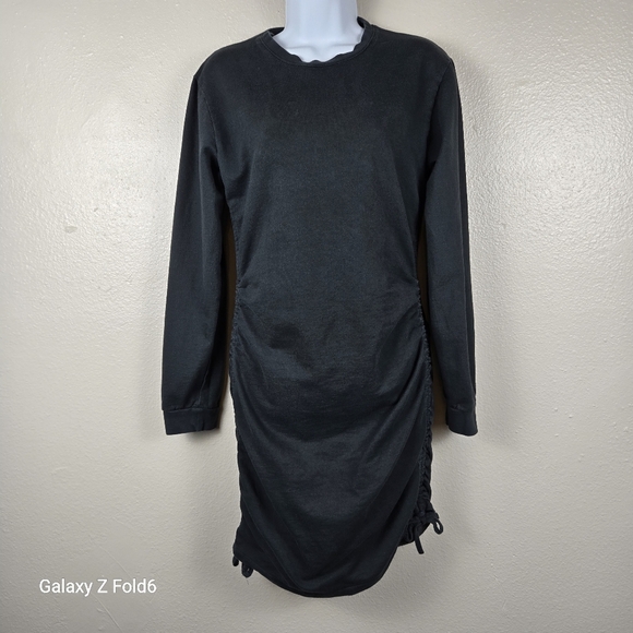 Nasty Gal Dresses & Skirts - Nasty Gal Black Long Sleeve Ruched Side Bodycon Sweatshirt Dress Size 4 Cotton